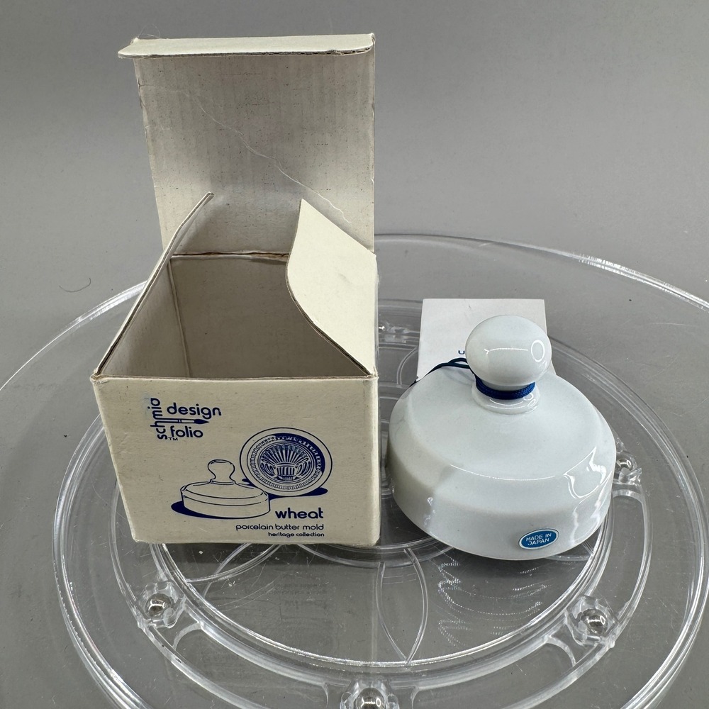Schmid Heritage Collection Porcelain Butter Mold Wheat Pattern Vintage Japan Box